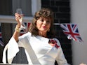 Dame Joan Collins pictured celebrating the 75th anniversary of VE Day on May 8, 2020