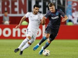 Trabzonspor's Alexander Sorloth in action with Basel's Eray Comert in the Europa League on October 3, 2019