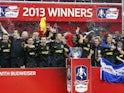 Wigan Athletic celebrate winning the FA Cup in 2013