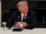 Donald Trump appears at a White House briefing on May 18, 2020