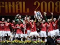 Man Utd celebrate winning the Champions League in 2008