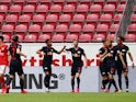 RB Leipzig players celebrate Timo Werner's goal against Mainz on May 24, 2020
