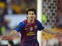 Barcelona forward Lionel Messi scoring his 73rd goal of the 2011-12 campaign against Athletic Bilbao