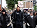 Anthony Joshua pictured during a George Floyd protest on June 6, 2020
