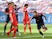 Bayern Munich striker Robert Lewandowski wheels away in celebration after scoring against Bayer Leverkusen on June 6, 2020