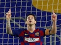 Barcelona's Lionel Messi celebrates scoring on June 16, 2020