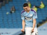 Manchester City midfielder Phil Foden celebrates his goal against Arsenal on June 17, 2020
