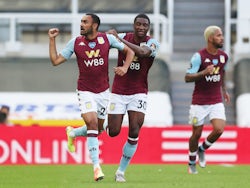 Aston Villa's Ahmed Elmohamady celebrates scoring against Newcastle on June 24, 2020