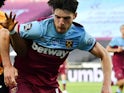 Declan Rice in action for West Ham against Wolves on June 20, 2020
