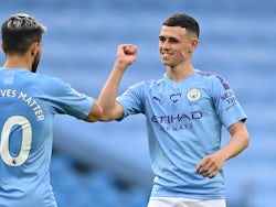 Phil Foden celebrates scoring for Man City on June 22, 2020