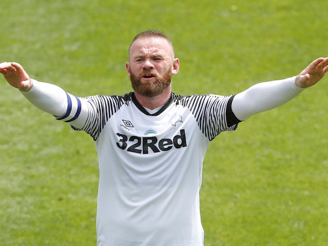 Derby County's Wayne Rooney pictured after scoring against Reading on June 27, 2020