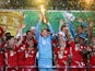 Bayern Munich players celebrate winning the DFB-Pokal against Bayer Leverkusen on July 4, 2020