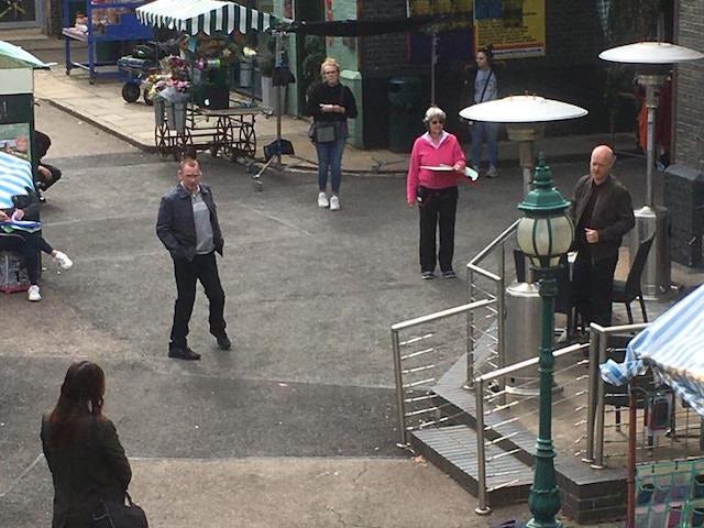 Behind the scenes on the first day back of EastEnders filming on June 29, 2020