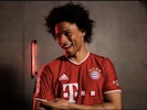 Leroy Sane pictured in a Bayern Munich top after joining the club from Manchester City