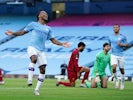 Manchester City's Raheem Sterling celebrates scoring against Liverpool on July 2, 2020