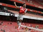 Arsenal captain Pierre-Emerick Aubameyang celebrates scoring against Norwich City on July 1, 2020