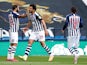 West Bromwich Albion players celebrate Ahmed Hegazi's goal against Hull on July 5, 2020