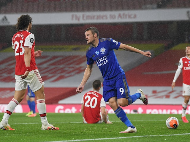 Result: Late Jamie Vardy strike earns Leicester draw at 10-man Arsenal