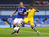 Birmingham City's Marc Roberts in action with Swansea City's Rhian Brewster in the Championship on July 8, 2020