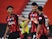 Bournemouth players celebrate Dominic Solanke's goal against Leicester City in the Premier League on July 12, 2020