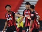 Bournemouth players celebrate Dominic Solanke's goal against Leicester City in the Premier League on July 12, 2020