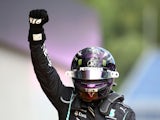 Lewis Hamilton celebrates winning the Styrian Grand Prix on July 12, 2020