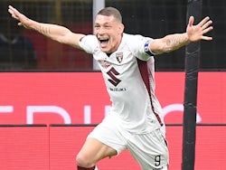 Andrea Belotti celebrates scoring for Torino on July 13, 2020
