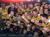 Australia celebrate beating the British & Irish Lions in the third Test in 2001