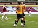 Wolverhampton Wanderers striker Raul Jimenez celebrates scoring against Burnley in the Premier League on July 15, 2020