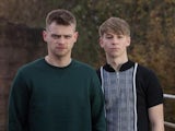 Connor Calland and Billy Price as Jordan and Sid in Hollyoaks
