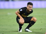 Inter's Lautaro Martinez pops a squat on July 16, 2020