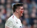 England's Tom Curry with blood on his face during a 2019 Six Nations clash with France