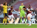 Aston Villa's Trezeguet celebrates against scoring against Arsenal on July 21, 2020
