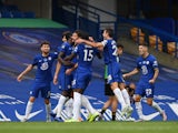 Chelsea striker Olivier Giroud celebrates scoring against Wolverhampton Wanderers in the Premier League on July 26, 2020