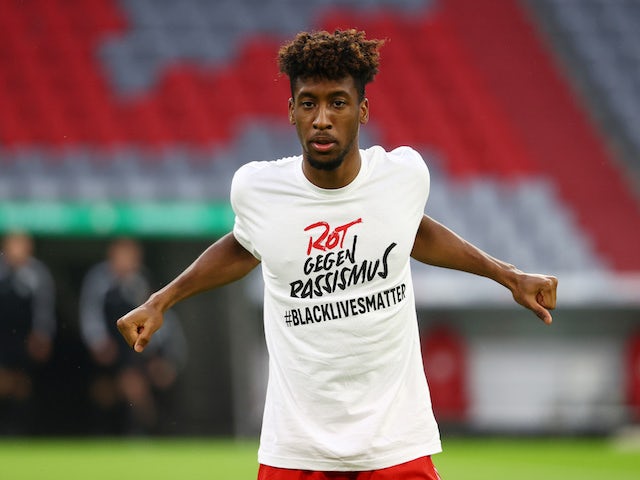 Bayern Munich attacker Kingsley Coman pictured in action in June 2020