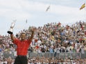 TigerWoods celebrates winning The Open in 2006