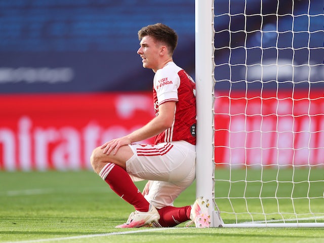 Kieran Tierney in action for Arsenal on August 1, 2020