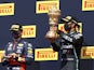 Lewis Hamilton celebrates winning the British Grand Prix on August 2, 2020