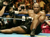 Mike Tyson on the canvas after being knocked out by Danny Williams in July 2004