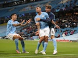 Manchester City's Gabriel Jesus celebrates scoring against Real Madrid in the Champions League on August 7, 2020