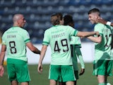 Celtic's Ryan Christie celebrates scoring against Kilmarnock in the Scottish Premiership on August 9, 2020