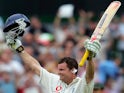Andrew Strauss celebrates a century for England in the third test of the Ashes series against Australia in 2005