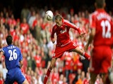 Peter Crouch scores for Liverpool against Chelsea in the 2006 Community Shield