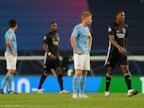 Manchester City's Kevin De Bruyne looks dejected after defeat to Lyon in the Champions League on August 15, 2020