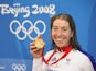 Nicole Cooke celebrates winning gold at the 2008 Beijing Olympics