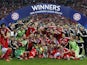 Bayern Munich players celebrate winning the Champions League in 2013