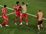 Bayern Munich's Kingsley Coman celebrates scoring against Paris Saint-Germain in the Champions League final on August 23, 2020