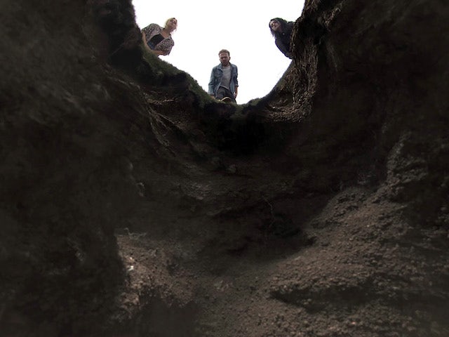 A view from the sinkhole in the Platts' back garden on Coronation Street's first episode on September 11, 2020