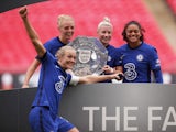 Chelsea's Bethany England and teammates celebrate winning the Women's Community Shield on August 29, 2020