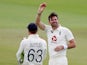 England's James Anderson celebrates his 600th wicket on August 25, 2020